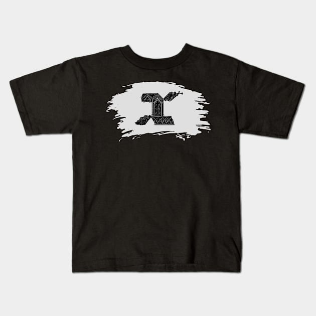 Gothic letter X – Alphabet typography Kids T-Shirt by IrvinGoth Garden